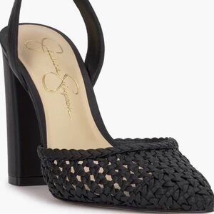 Jessica Simpson Black Woven Slingback Block Heel